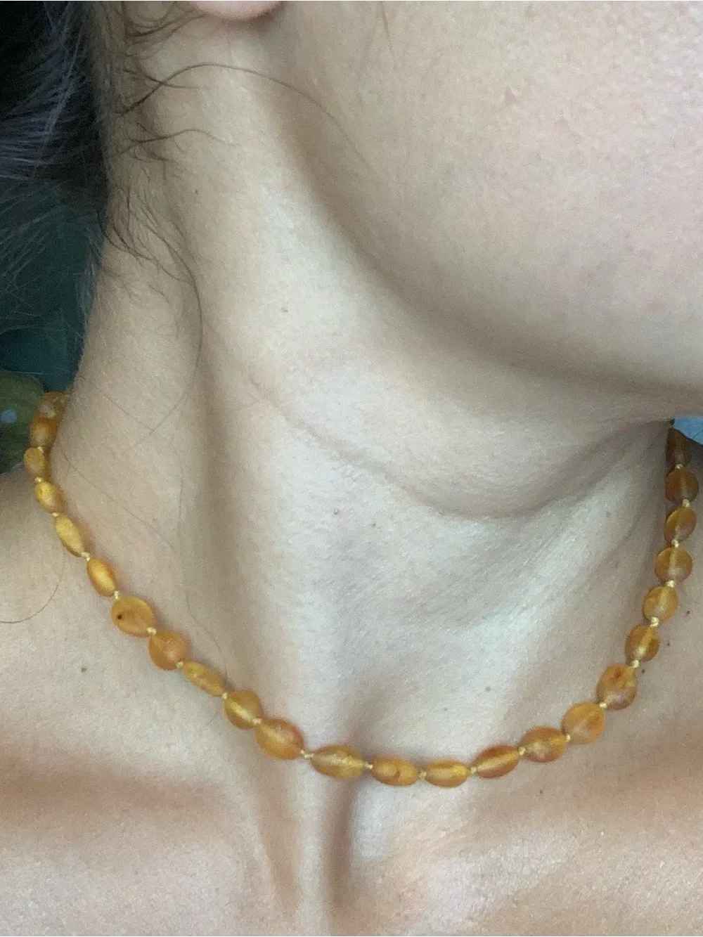 Raw Amber Canyon Leaf kids size necklace